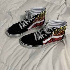 Vans Sk8-Hi Logo Flame Orange, Black & White Skate Shoes